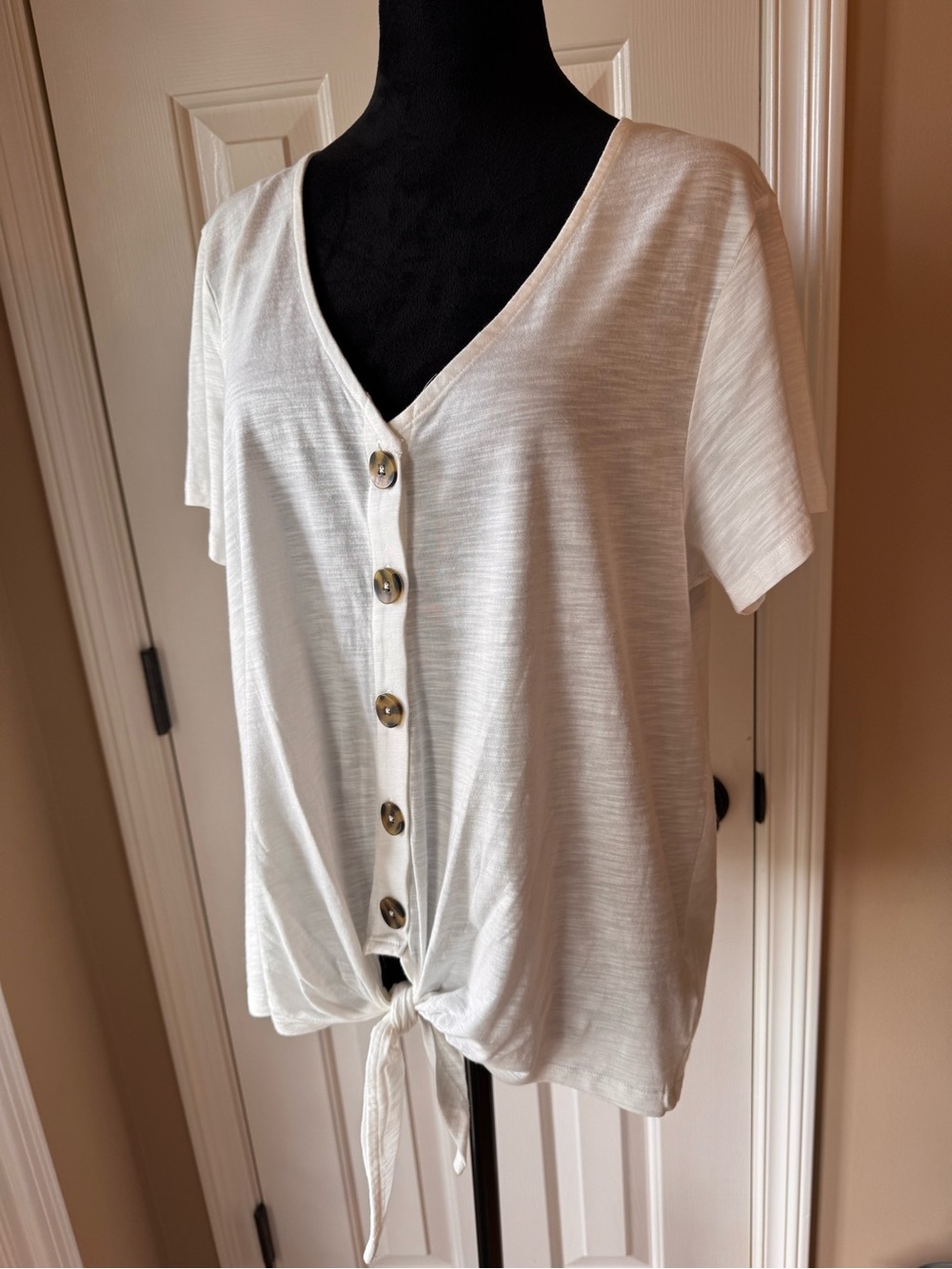 Sanctuary By My Side Tie Hem Pointelle Top - White - Sz x-large - Picture 6 of 8